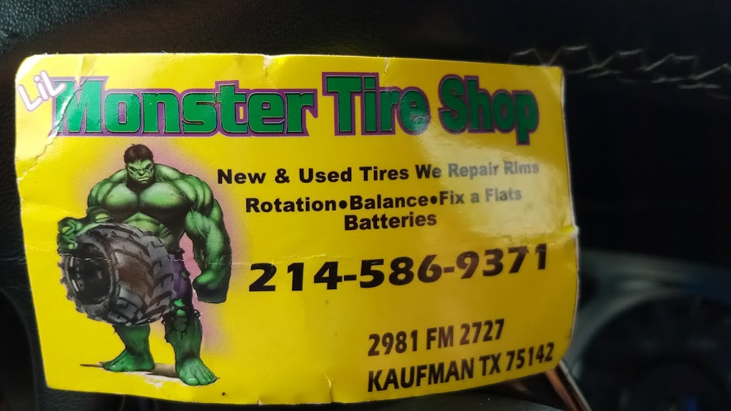 Lil Monster Tire Shop | 2981 FM2727, Kaufman, TX 75142, USA | Phone: (214) 586-9371
