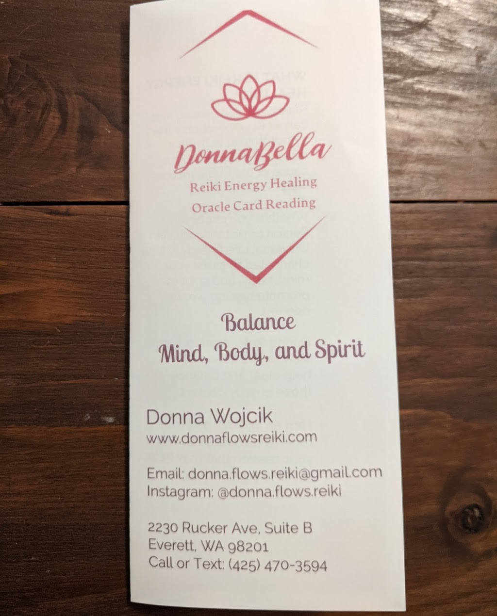 DonnaBella - Reiki Energy Healing and Card Reading | 2230 Rucker Ave, Everett, WA 98201, USA | Phone: (425) 470-3594