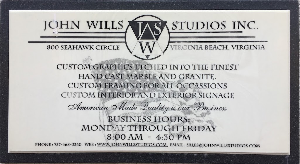 John Wills Studios | Lynn Way Business Park, 800 Seahawk Cir #114, Virginia Beach, VA 23452, USA | Phone: (757) 468-0260