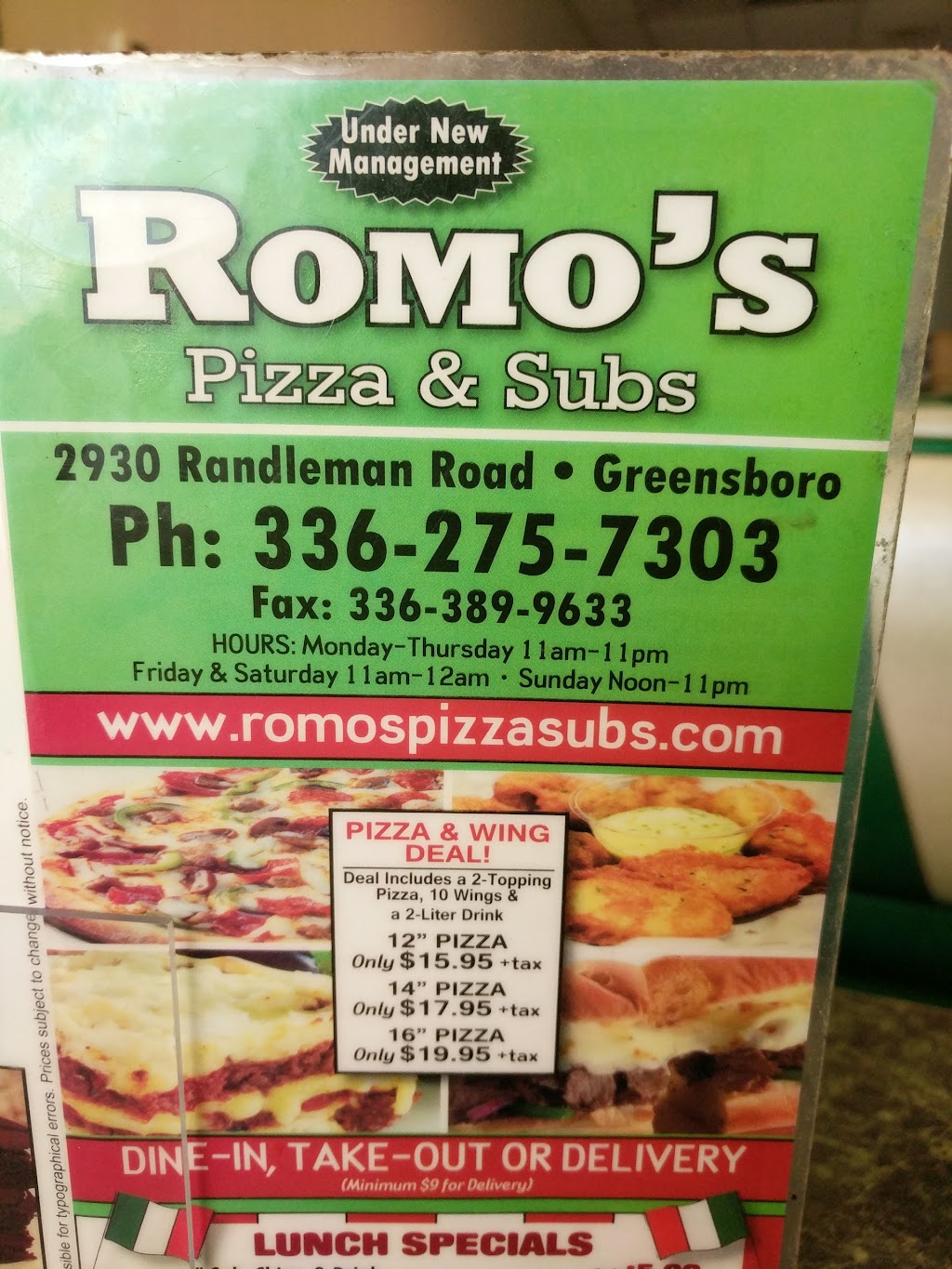 Romos Pizza | 2930 Randleman Rd, Greensboro, NC 27406, USA | Phone: (336) 275-7303