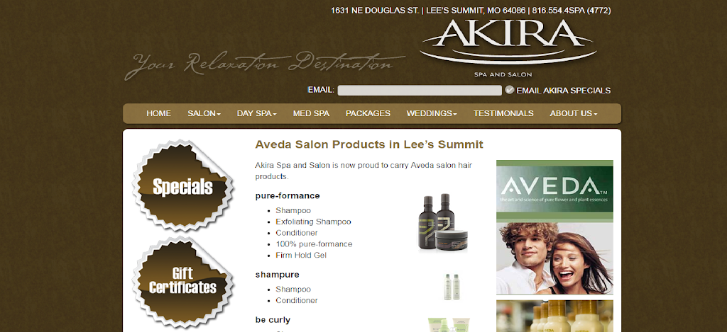 Akira Spa & Salon | 1741 NE Douglas St #102, Lees Summit, MO 64086, USA | Phone: (816) 554-4772