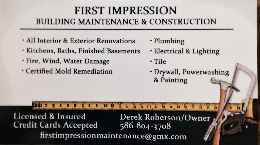 First Impression Building Maintenance & Construction | 58480 Main St #480592, New Haven, MI 48048, USA | Phone: (586) 804-3708