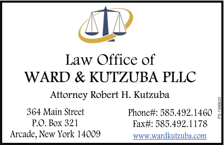 Ward & Kutzuba PLLC, Attorneys and Counselors at Law | 364 Main St, Arcade, NY 14009, USA | Phone: (585) 492-1460