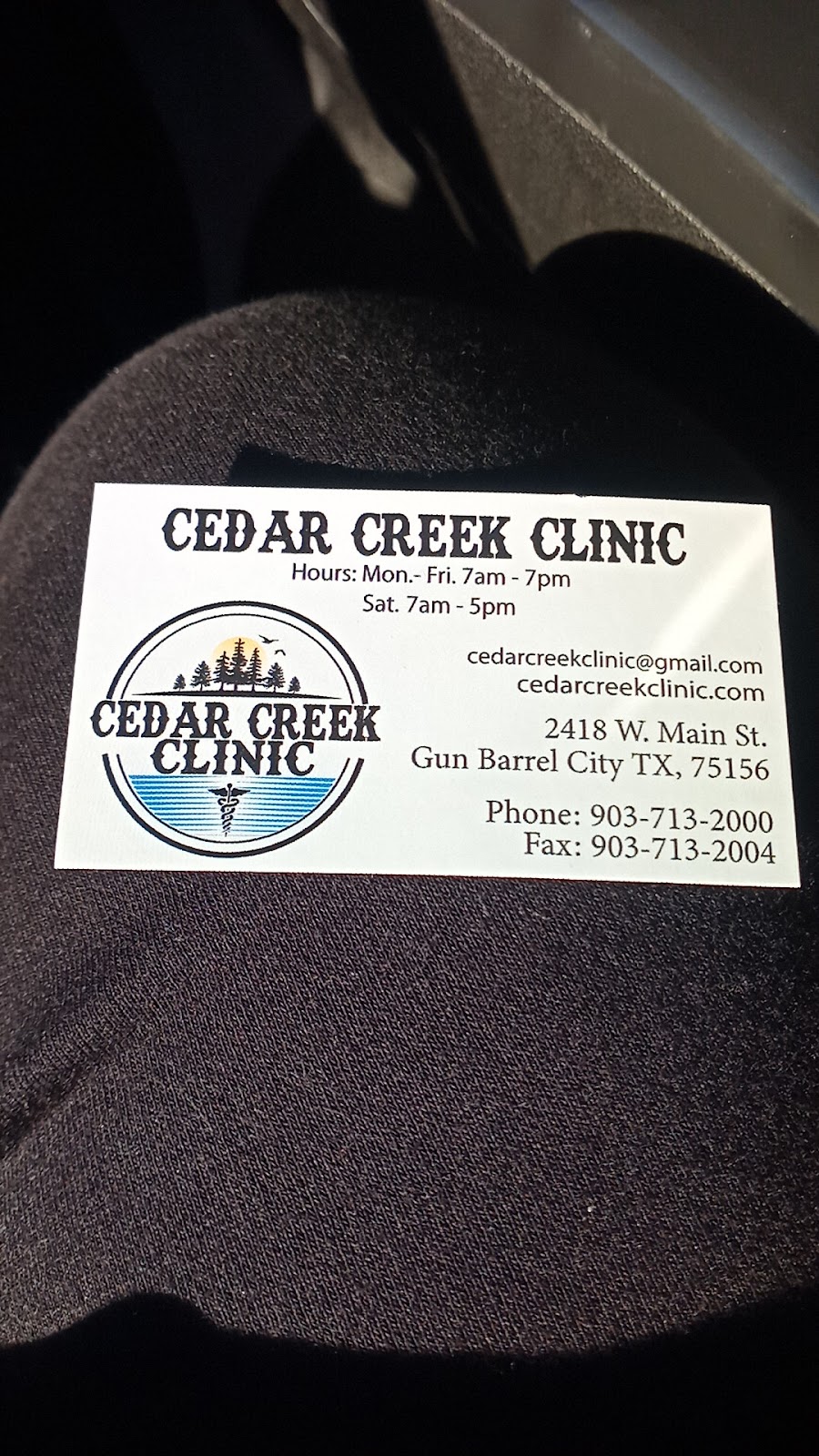 Cedar Creek Clinic | 2418 W Main St, Gun Barrel City, TX 75156, USA | Phone: (903) 713-2000