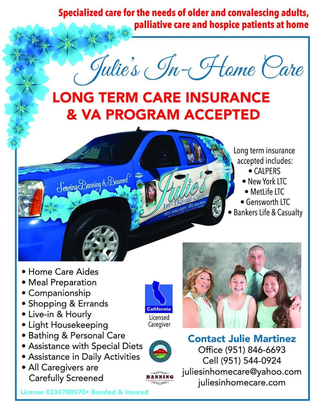 Julies In Home Care | 37957 Gallery Ln, Beaumont, CA 92223, USA | Phone: (951) 544-0924