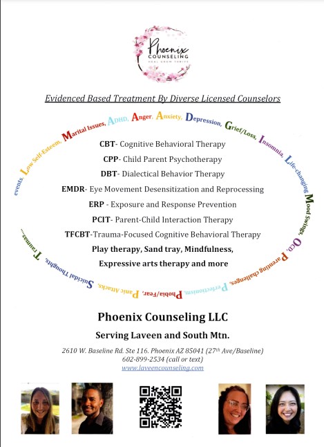 Phoenix Counseling | 2610 W Baseline Rd #116, Phoenix, AZ 85041, USA | Phone: (602) 899-2534