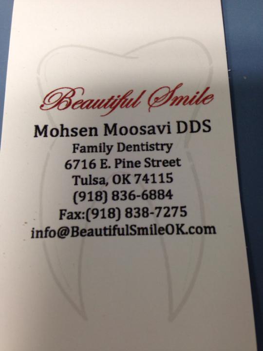 Beautiful Smile Tulsa & Mohsen Moosavi DDS | 6716 E Pine St, Tulsa, OK 74115, USA | Phone: (918) 836-6884