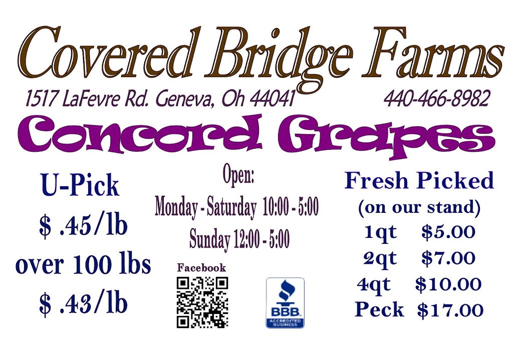 Covered Bridge Farms, LLC | 1517 Lafevre Rd, Geneva, OH 44041, USA | Phone: (440) 466-8982