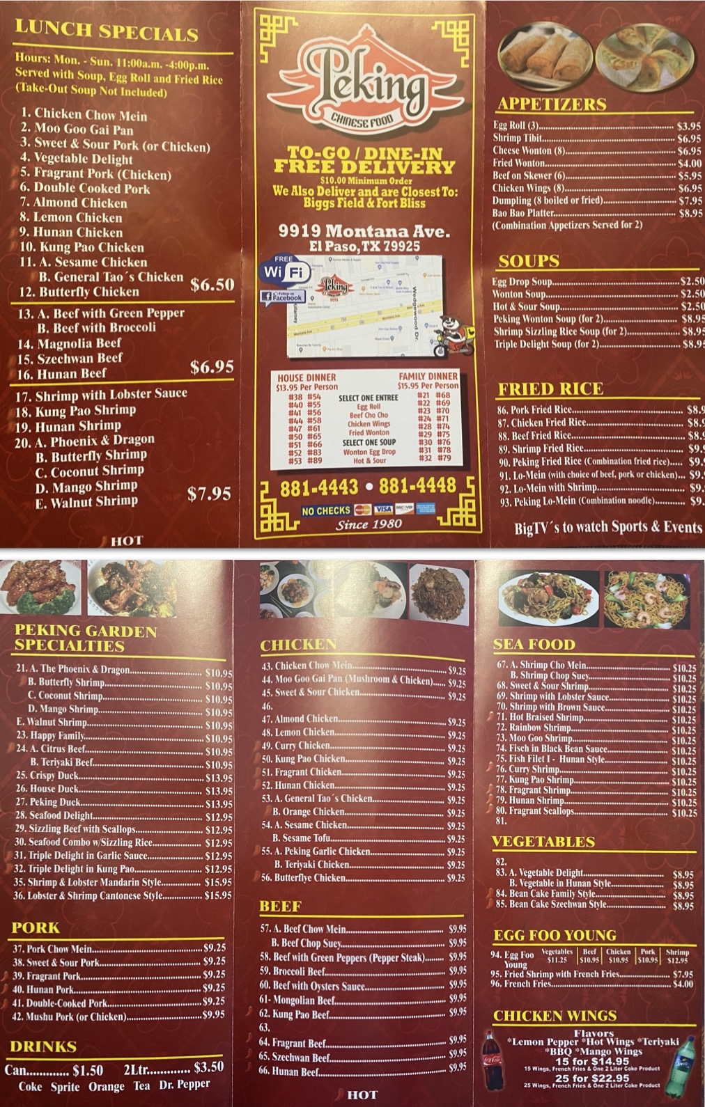 Peking Chinese Restaurant | 9919 Montana Ave, El Paso, TX 79925, USA | Phone: (915) 881-4443