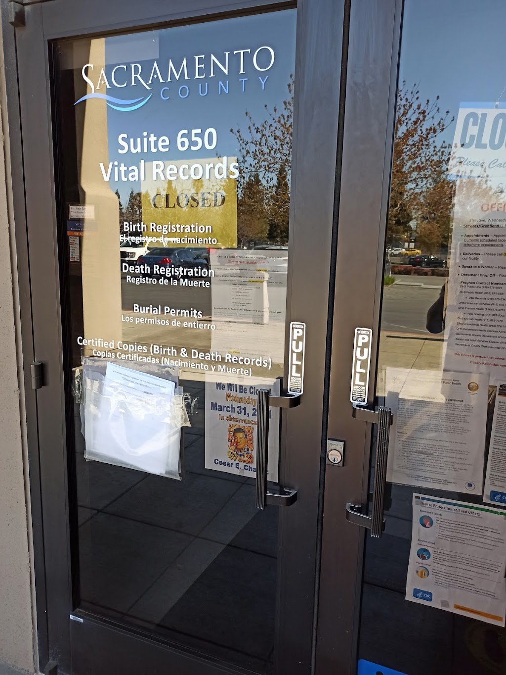 Sacramento County Office of Vital Records | 7001A East Pkwy #650, Sacramento, CA 95823, USA | Phone: (916) 875-5345