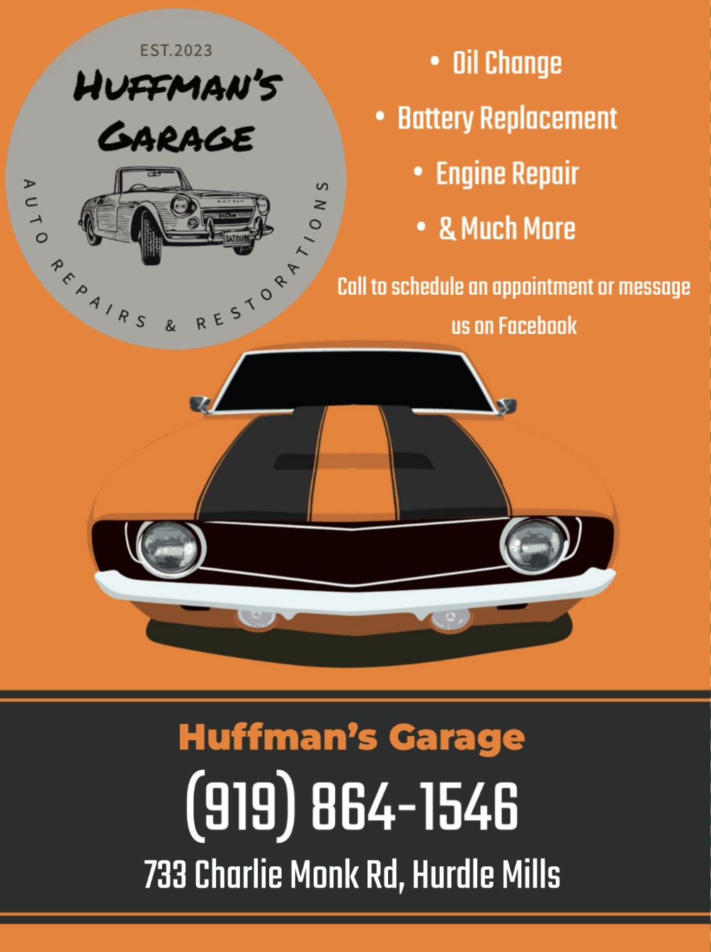 Huffmans Garage | 733 Charlie Monk Rd, Hurdle Mills, NC 27541, USA | Phone: (919) 304-2843