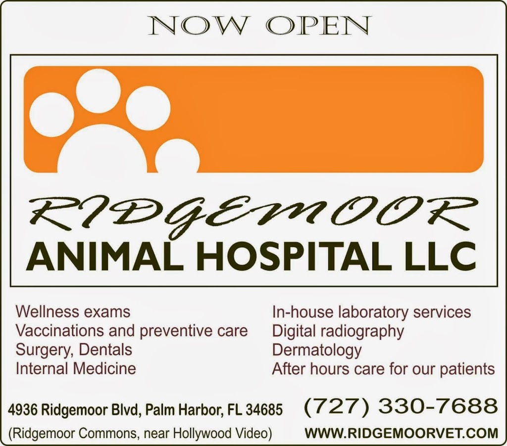 Ridgemoor Animal Hospital | 4936 Ridgemoor Blvd, Palm Harbor, FL 34685, USA | Phone: (727) 330-7688