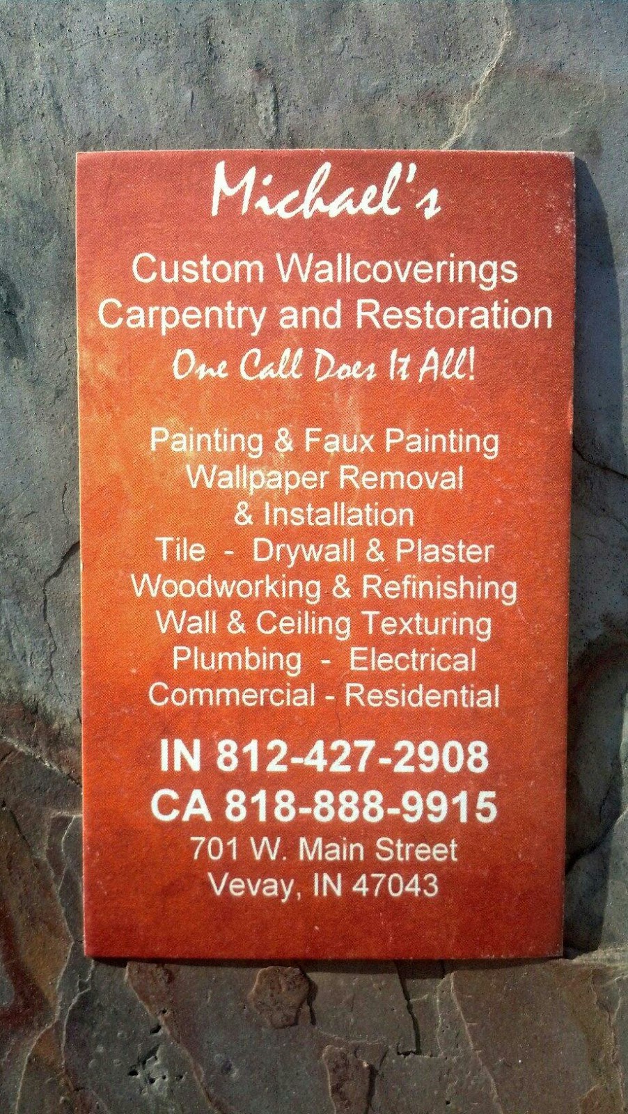 Michaels Custom Wall Covering | 701 W Main St, Vevay, IN 47043, USA | Phone: (812) 427-2908