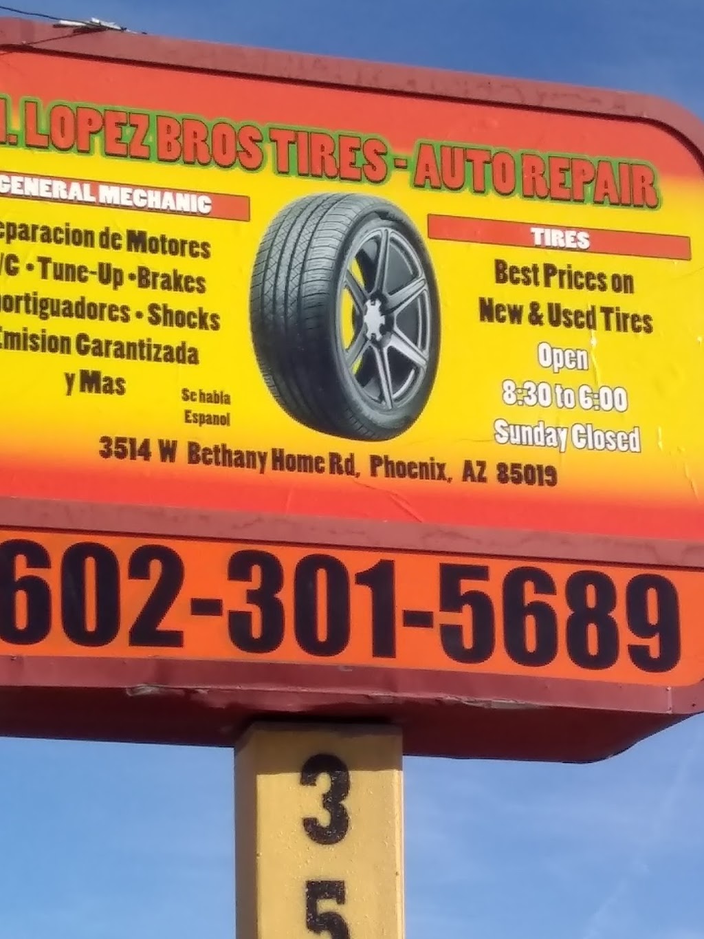 H. Lopez Bros Tires | 3514 W Bethany Home Rd, Phoenix, AZ 85019, USA | Phone: (480) 522-5891