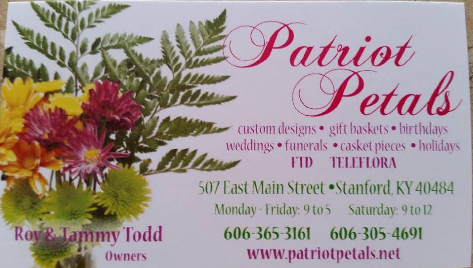 Patriot Petals | 507 E Main St, Stanford, KY 40484, USA | Phone: (606) 365-3161