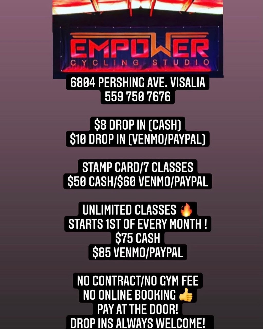 Empower Cycling Studio | 6804 W Pershing Ave Suite A, Visalia, CA 93291, USA | Phone: (559) 750-7676