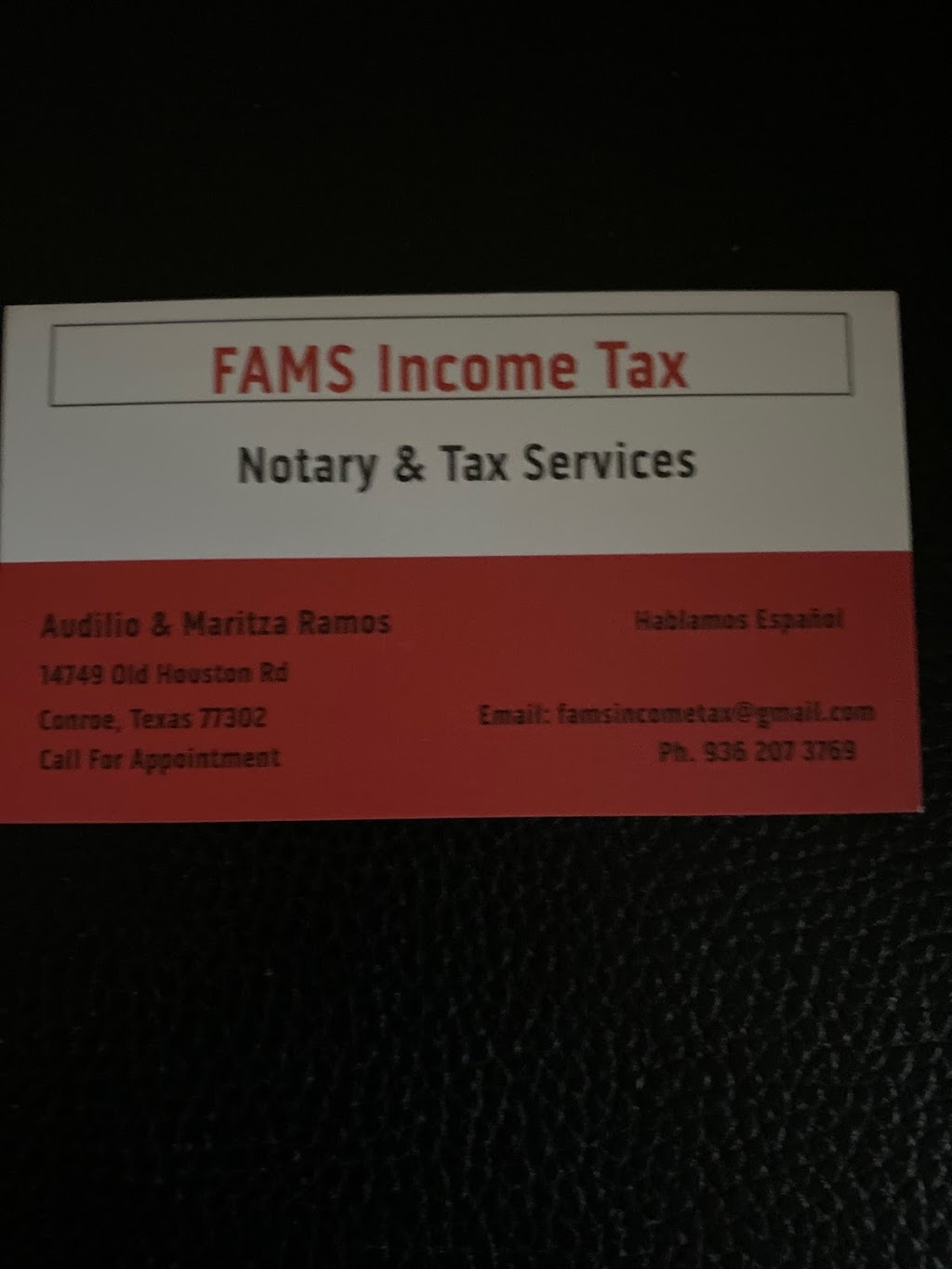 FAMS Income Tax & Insurance Agency LLC | 14749 Old Houston Rd, Conroe, TX 77302, USA | Phone: (936) 207-3769