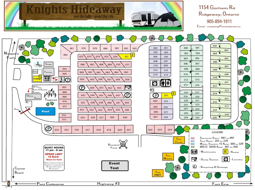Knights Hide-Away Park | 1154 Gorham Rd, Ridgeway, ON L0S 1N0, Canada | Phone: (905) 894-1911