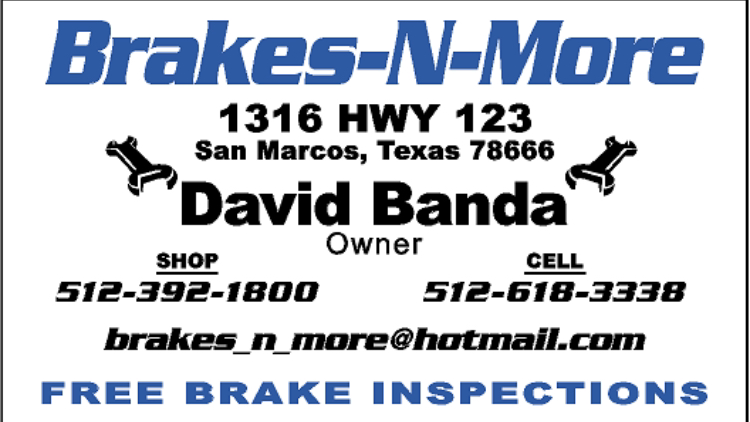 Brakes N More | 1316 Texas Hwy 123, San Marcos, TX 78666, USA | Phone: (512) 618-3338