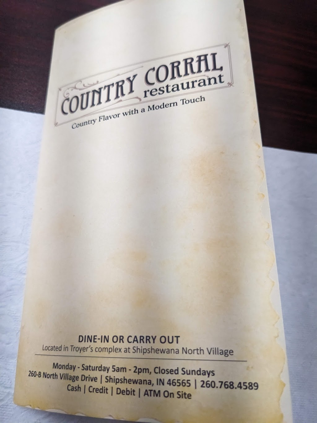 Country Corral Restaurant | 260 E North Village Dr A, Shipshewana, IN 46565, USA | Phone: (260) 768-4589