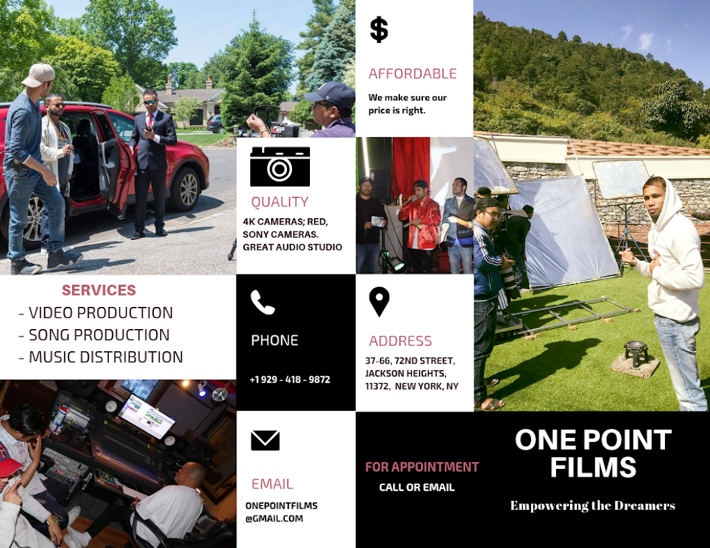 ONE POINT FILMS | 4206 69th St, Woodside, NY 11377, USA | Phone: (929) 418-9872