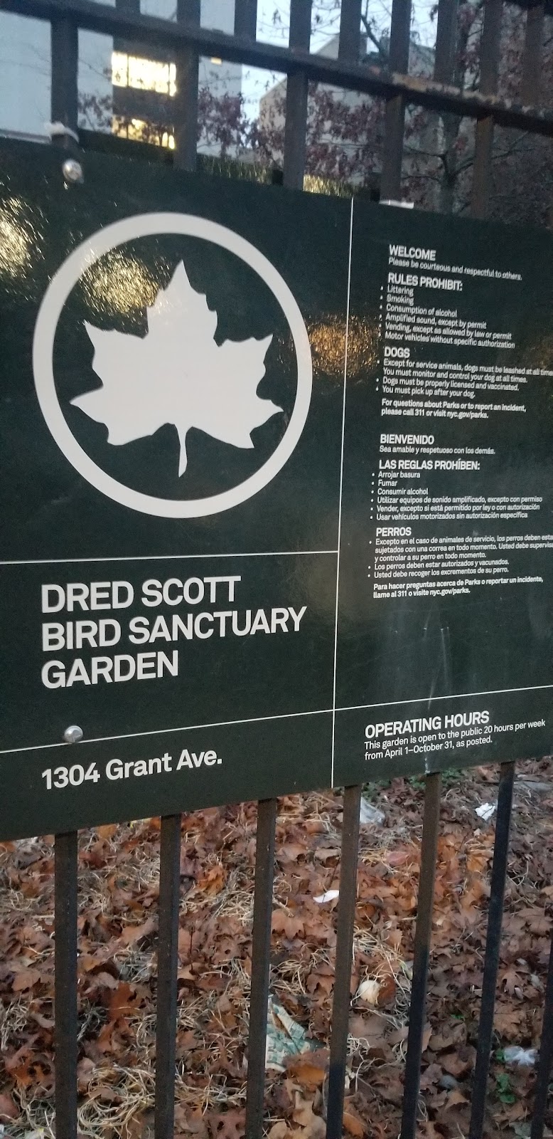 Dred Scott Bird Sanctuary | Grant Ave & East 169th Street, Bronx, NY 10456, USA | Phone: (646) 369-4809