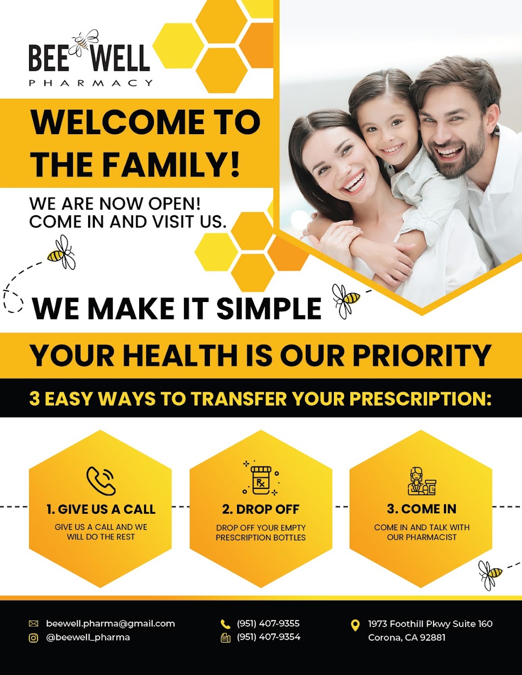 Bee Well Pharmacy | 1973 Foothill Pkwy Suite 106, Corona, CA 92881, USA | Phone: (951) 407-9355