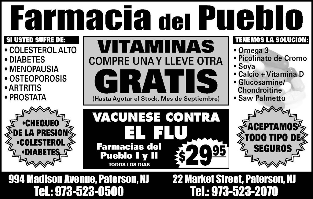 Farmacias Del Pueblo | 994 Madison Ave, Paterson, NJ 07501, USA | Phone: (973) 523-0500