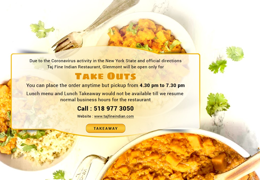 Taj Fine Indian Cuisine | 365 Feura Bush Rd, Glenmont, NY 12077, USA | Phone: (518) 977-3050