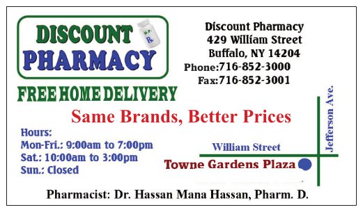 Discount Pharmacy | 429 William St, Buffalo, NY 14204, USA | Phone: (716) 852-3000