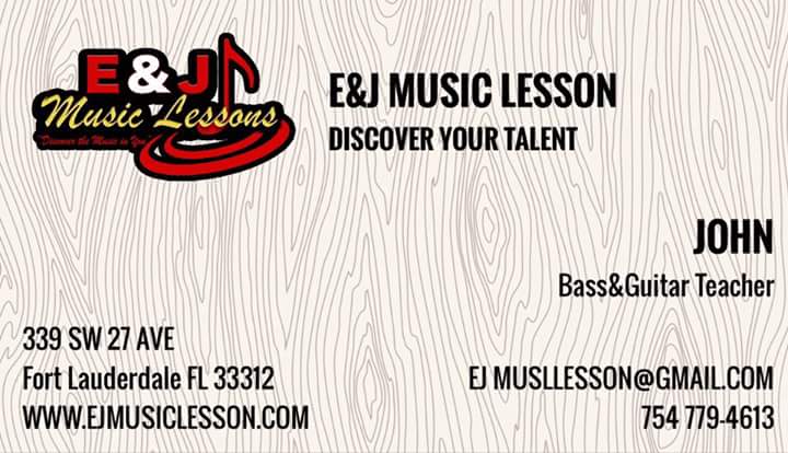 EJ music Lessson | 339 SW 27th Ave, Fort Lauderdale, FL 33312, USA | Phone: (754) 423-6635