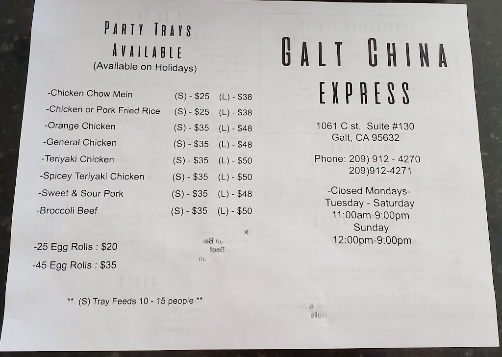 Galt China Express | 1061 C St #130, Galt, CA 95632 | Phone: (209) 912-4270