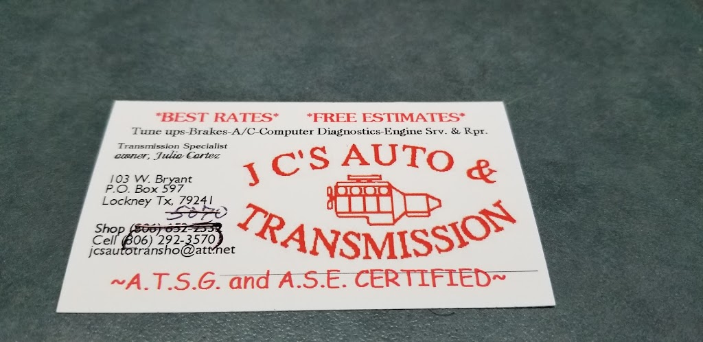 JCs Auto & Transmission | 103 W Bryant St, Lockney, TX 79241, USA | Phone: (806) 292-3570