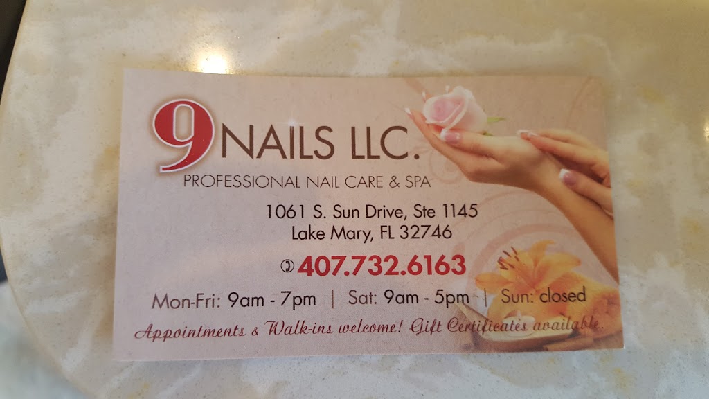 9Nails LLC | 1061 S Sun Dr, Lake Mary, FL 32746, USA | Phone: (407) 732-6163