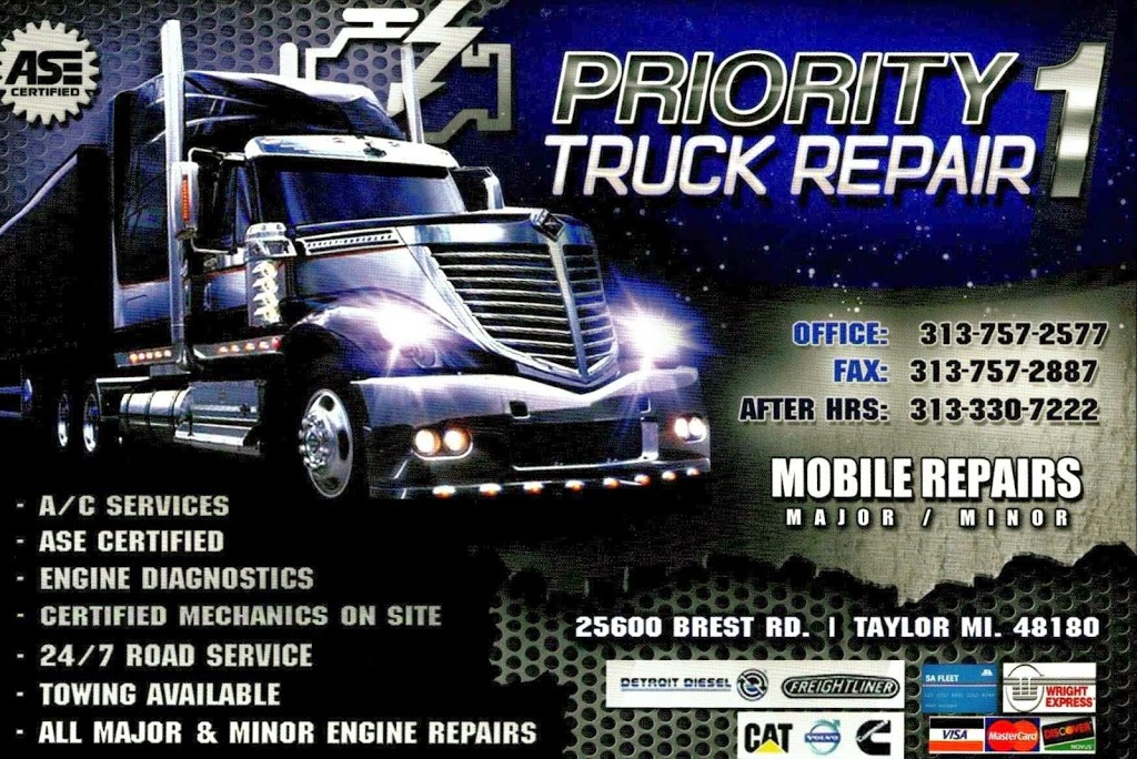 Priority 1 Truck Repair & SERVICE CALLS | 25801 Northline Commerce Dr #103, Taylor, MI 48180, USA | Phone: (313) 757-2577