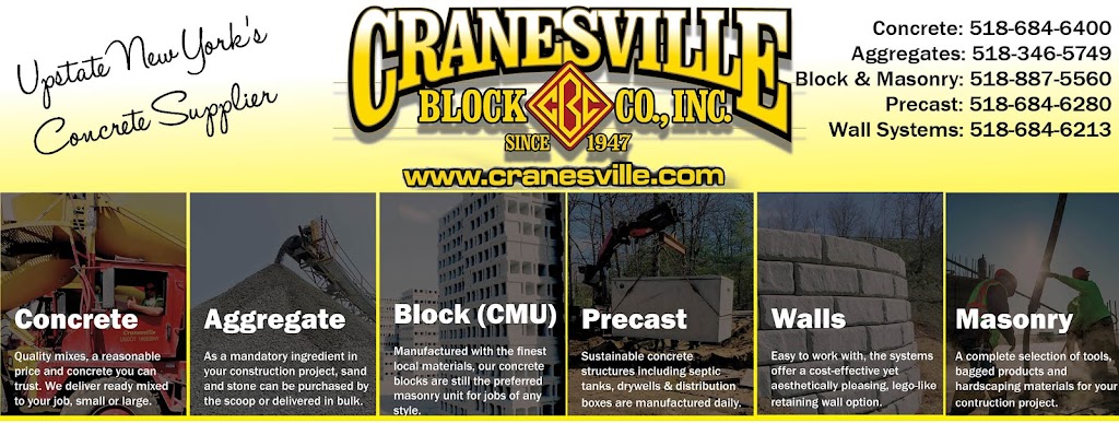 Cranesville Block Co., Inc. | 141 Rock Rd, Cobleskill, NY 12043, USA | Phone: (518) 234-2755