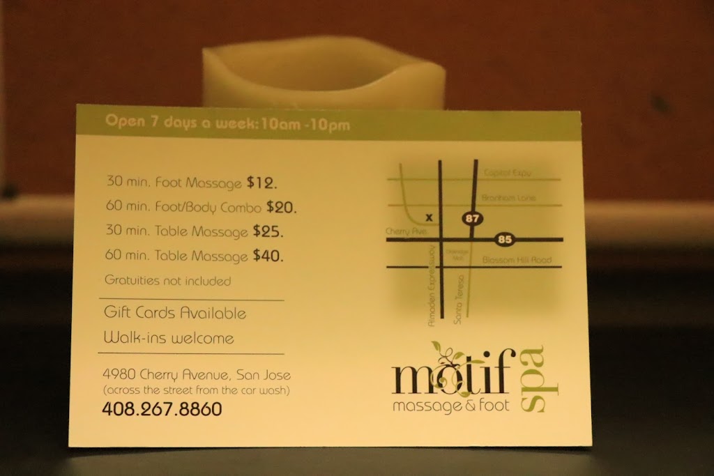 Massage San Jose - Motif Spa | 4980 Cherry Ave, San Jose, CA 95118, USA | Phone: (408) 267-8860
