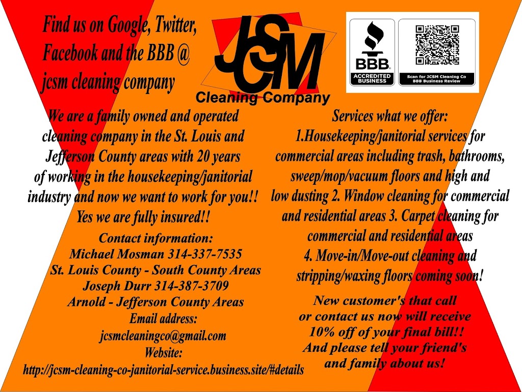 JCSM CLEANING LLC | 1234 Megan Heights, Pevely, MO 63070, USA | Phone: (314) 327-3915