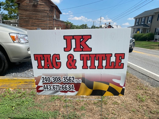 JK Tag & Title | 4316 Ridge Rd UNIT B, Mt Airy, MD 21771, USA | Phone: (240) 308-3562