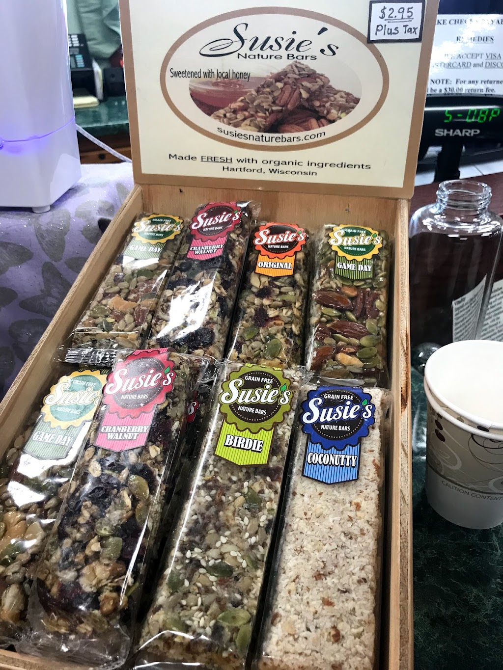 Susies Nature Bars | 492 Emerald Dr, Hartford, WI 53027, USA | Phone: (262) 370-4750