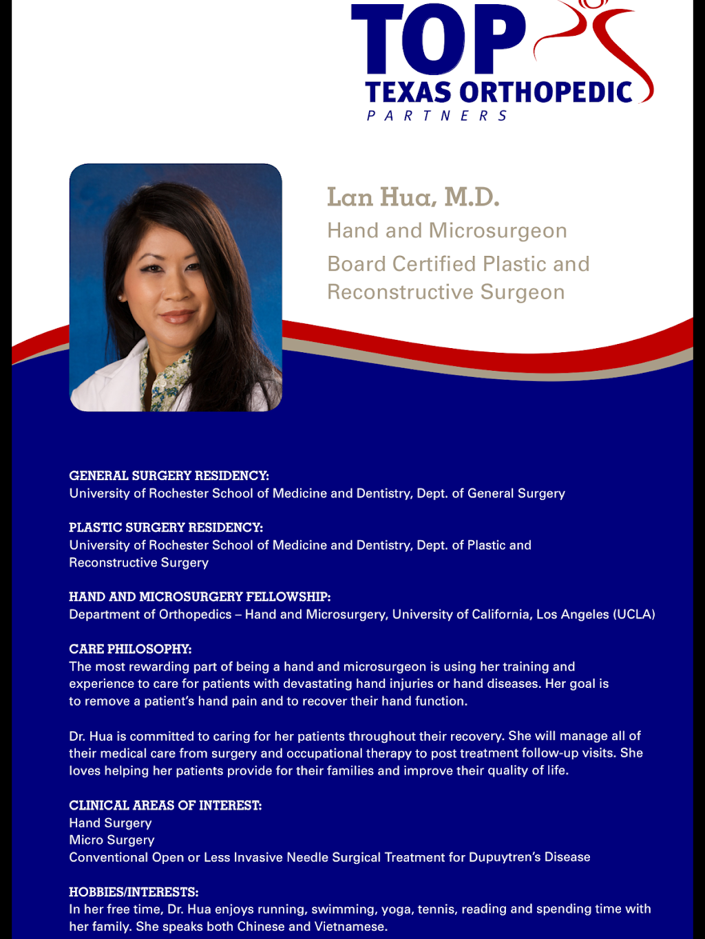 Dr. Lan Hua | 4500 Hillcrest Rd Suite 160, Frisco, TX 75035, USA | Phone: (972) 947-9395