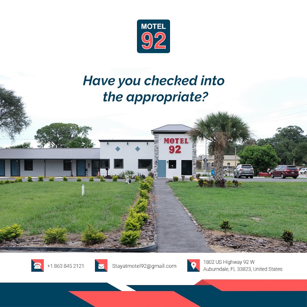 Motel92 in Auburndale | 1802 US-92, Auburndale, FL 33823, USA | Phone: (863) 845-2121