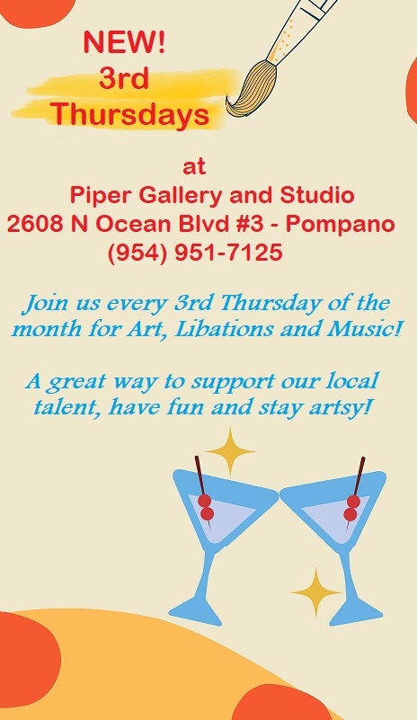 Piper Gallery and Studio LLC | 2608 N Ocean Blvd #3, Pompano Beach, FL 33062 | Phone: (954) 951-7125