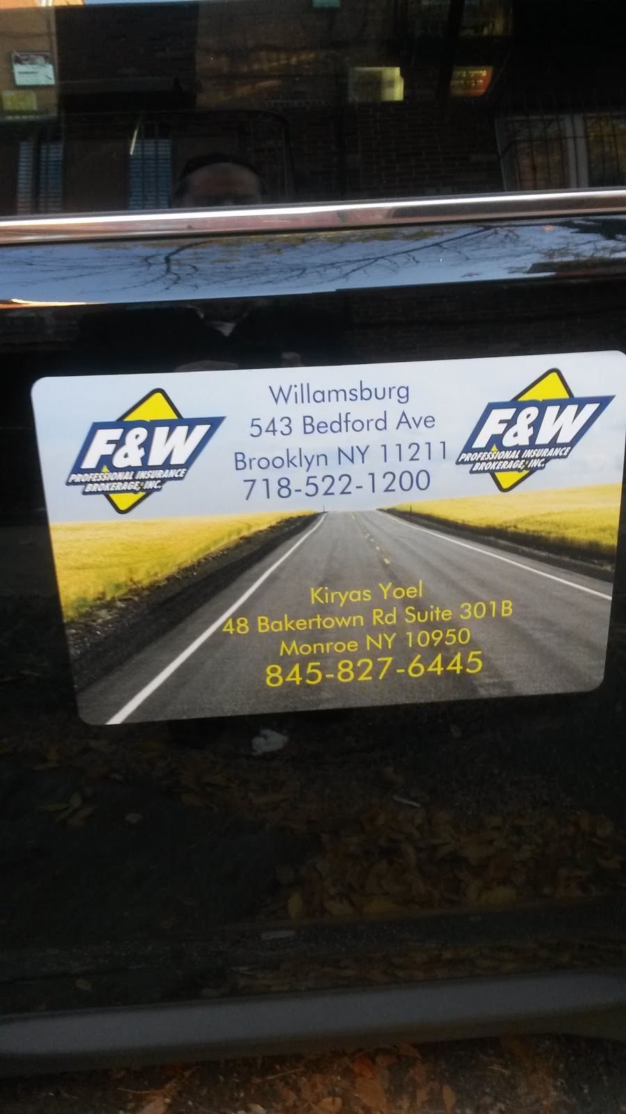 F & W Professional Insurance Brokerage Inc. | 543 Bedford Ave, Brooklyn, NY 11211, USA | Phone: (718) 522-1200