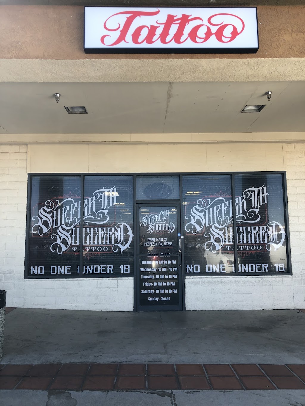 Suffer To Succeed Tattoo | 17350 Main St, Hesperia, CA 92345, USA | Phone: (442) 800-5218