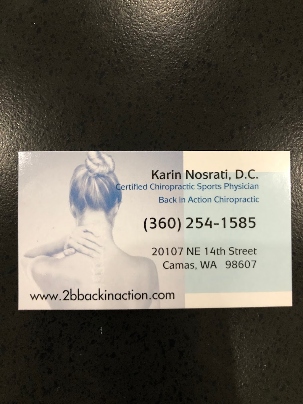 Back In Action Chiropractic: Karin Nosrati, D.C. | 20107 NE 14th St, Camas, WA 98607 | Phone: (360) 254-1585