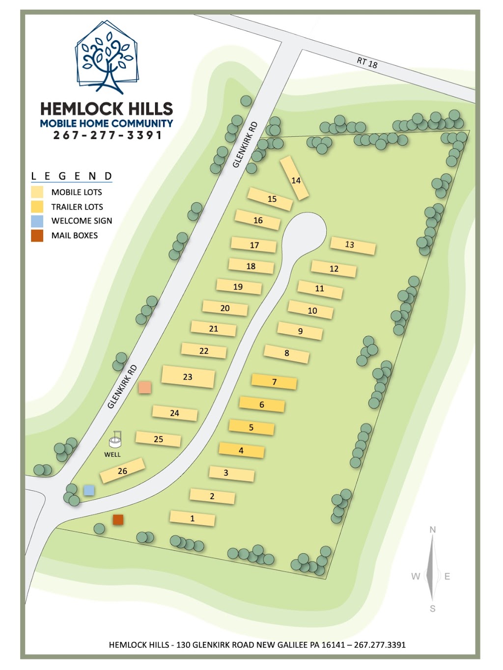 Hemlock Hills Mobile Home Community | 130 Glenkirk Rd, New Galilee, PA 16141, USA | Phone: (267) 277-3391