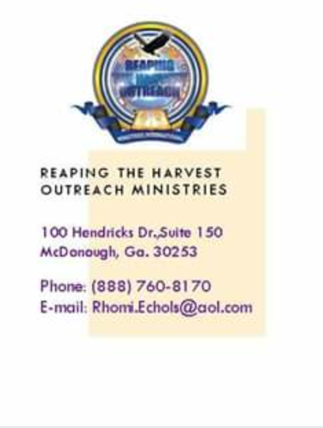 Reaping The Harvest Outreach Ministries International | 124-172 Industrial Blvd, McDonough, GA 30253, USA | Phone: (470) 878-6468