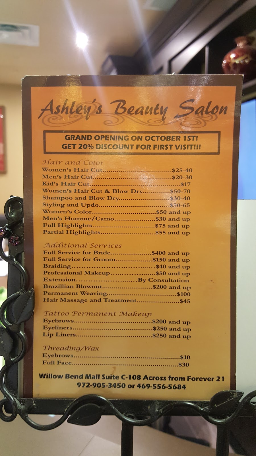 Ashleys Beauty Salon | 6121 W Park Blvd Suite C104, Plano, TX 75093, USA | Phone: (972) 905-3450