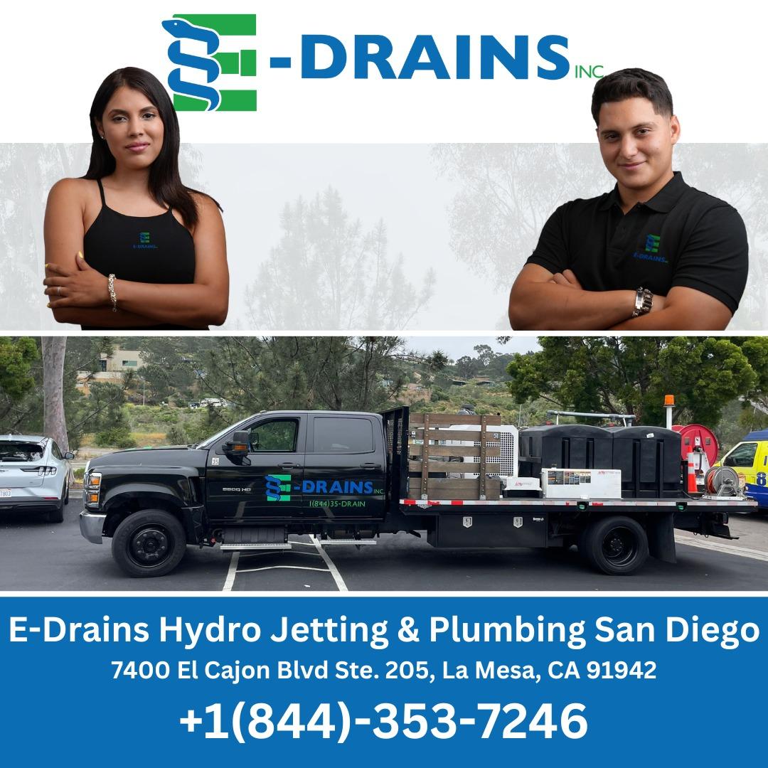 E-Drains Hydro Jetting & Plumbing San Diego | 7400 El Cajon Blvd Ste. 205, La Mesa, CA 91942, United States | Phone: (844) 353-7246